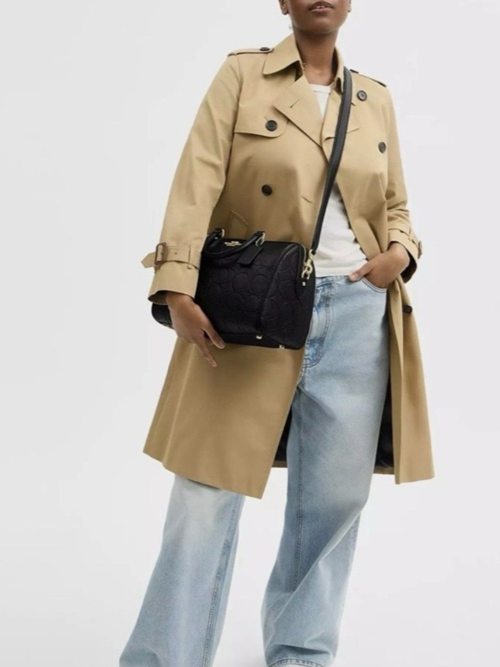 Coach Rowan Large Satchel Bag In Signature Leather CEW02 BLACK Gold NWT - Picture 6 of 7